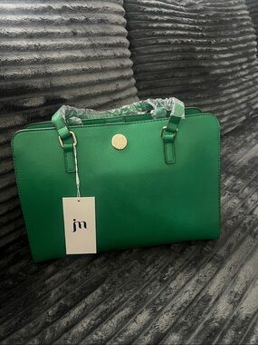 JM Green Pebbled Satchel with Gold Accent